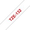 Páska BROTHER TZe-132 12mm červený tisk/průsvitný podklad, laminovaná - kompatibilní