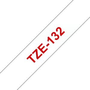 Páska BROTHER TZe-132 12mm červený tisk/průsvitný podklad, laminovaná - kompatibilní
