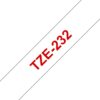 Páska BROTHER TZe-232 12mm červený tisk/bílý podklad, laminovaná - kompatibilní