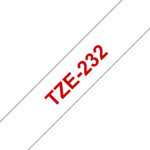 Páska BROTHER TZe-232 12mm červený tisk/bílý podklad, laminovaná - kompatibilní