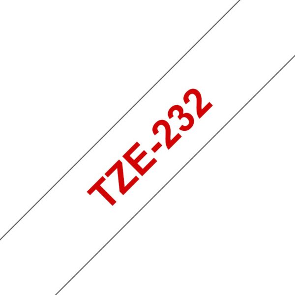 Páska BROTHER TZe-232 12mm červený tisk/bílý podklad, laminovaná - kompatibilní