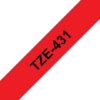 Páska BROTHER TZe-431 12mm černý tisk/červený podklad, laminovaná - kompatibilní