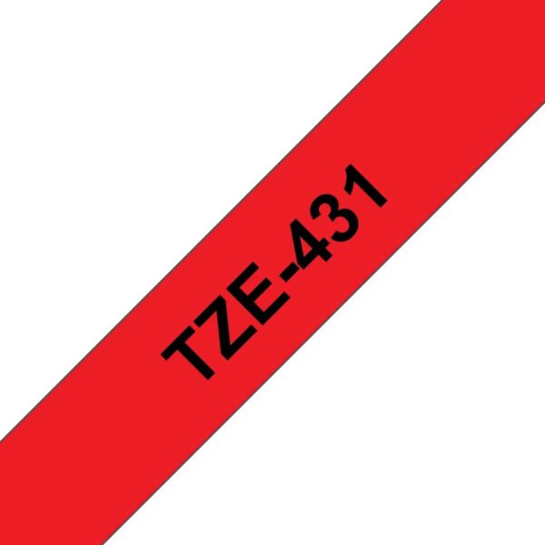 Páska BROTHER TZe-431 12mm černý tisk/červený podklad, laminovaná - kompatibilní