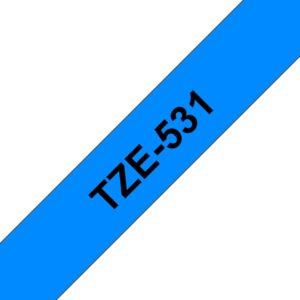 Páska BROTHER TZe-531 12mm černý tisk/modrý podklad, laminovaná - kompatibilní