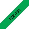Páska BROTHER TZe-731 12mm černý tisk/zelený podklad, laminovaná - kompatibilní