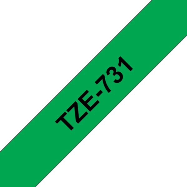 Páska BROTHER TZe-731 12mm černý tisk/zelený podklad, laminovaná - kompatibilní