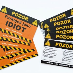 Parkuješ jako IDIOT! - Kartička za stěrač - 20 ks